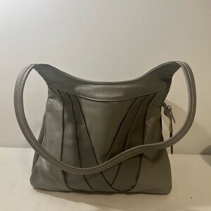Vintage Brixton grey leather shoulder bag